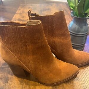 Marc Fisher Tan Ankle Boots with Elastic Panels